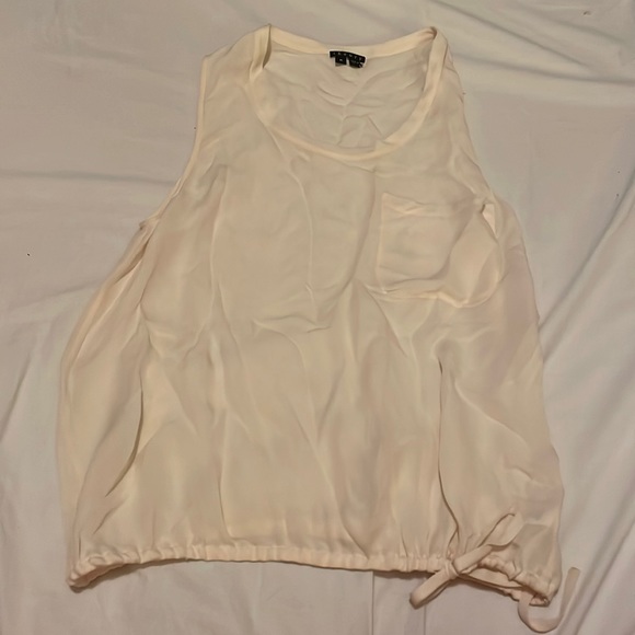 Theory Cream Silk Cinched Waist Tank Sz Medium EUC - Picture 1 of 2